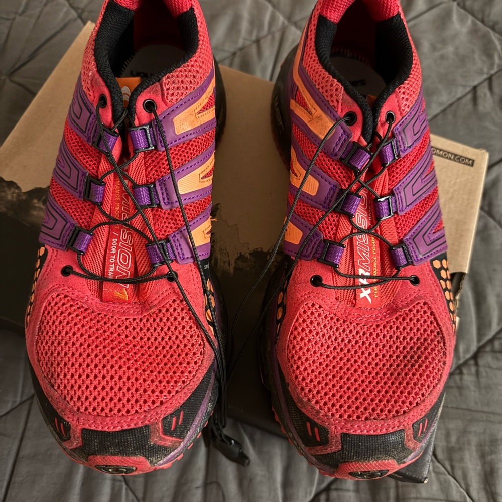 Salomon XR Mission Women’s Papaya/Orange/Black and Purple Hiking Shoes Size 9